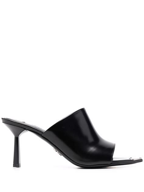 prada logo plaque mules|Prada mules sale.